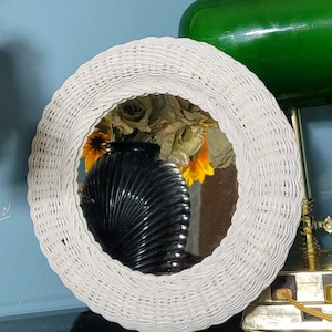 Wicker Mirror, Small Mirror, Round, Vintage, Home Decor,