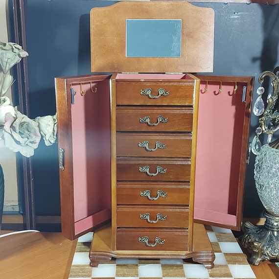 Solid Wood Jewelry Box Large Vintage Armoire Canada Solid Wood Jewelry Box Large Vintage, Solid Oak Jewelry Armoire