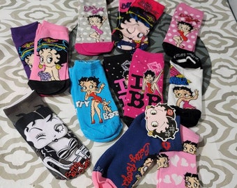 Betty Boop, KFS/FS, Socks, Cartoon, Vintage, Childhood Memories, Novelty, Authentic, Gift, Stocking Stuffer, Brand New,