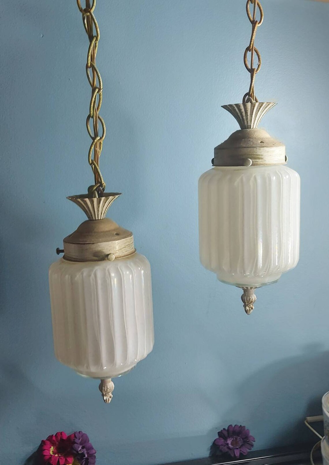 Ceiling Double Swag Lamp Midcentury Ceiling Light Fixture Etsy