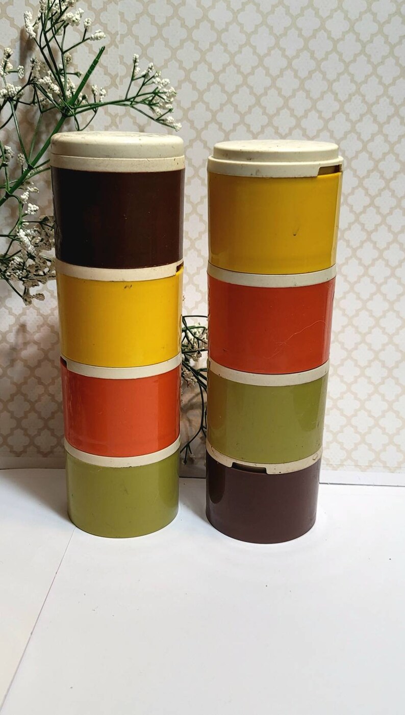 Stackable Shakers Vintage Tupperware, Stackable Spice Shakers, Spice Jars With Lids ...