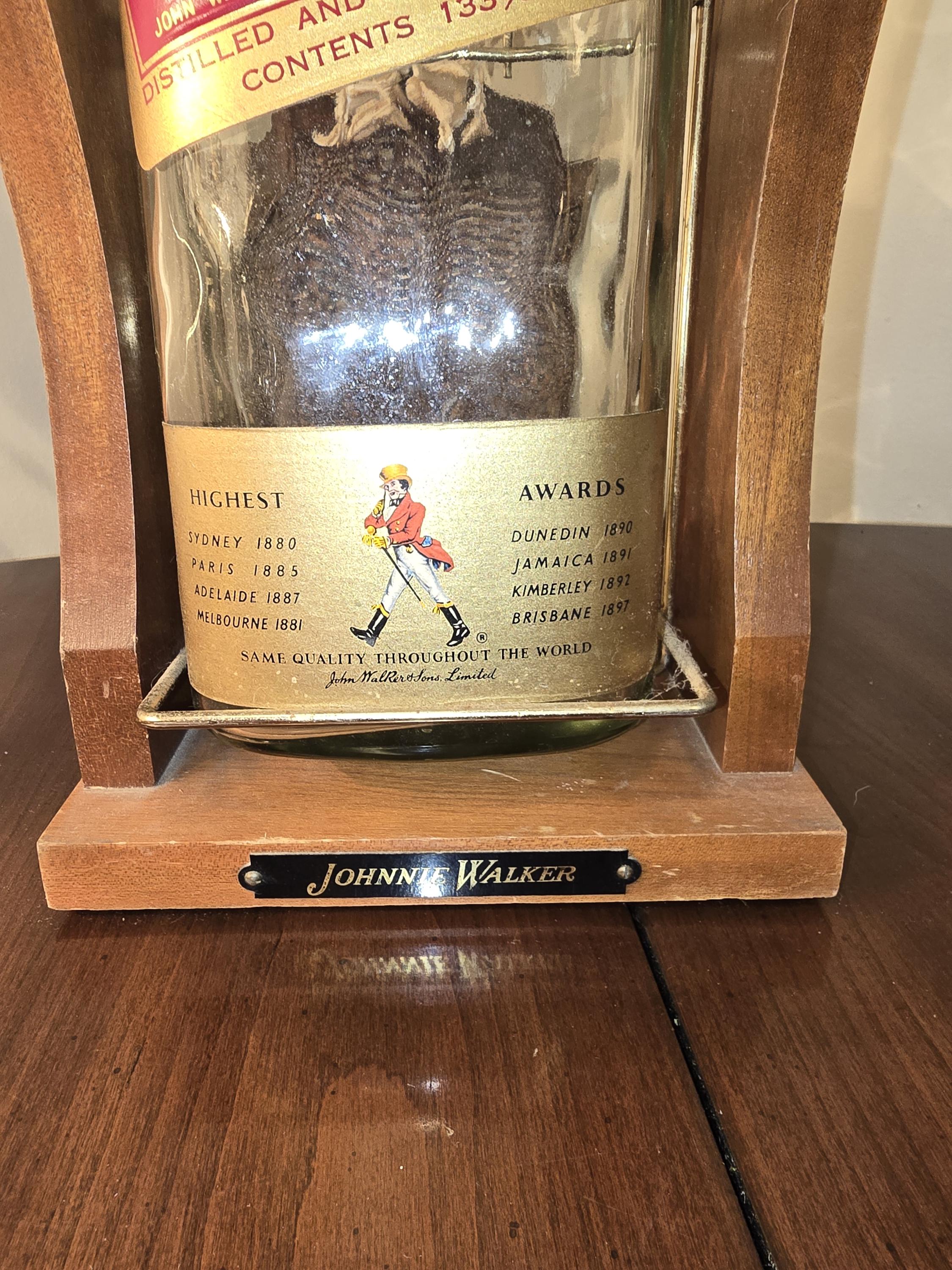 Johnnie Walker, Vintage, Glass Bottle With Wood Swing Stand, 19