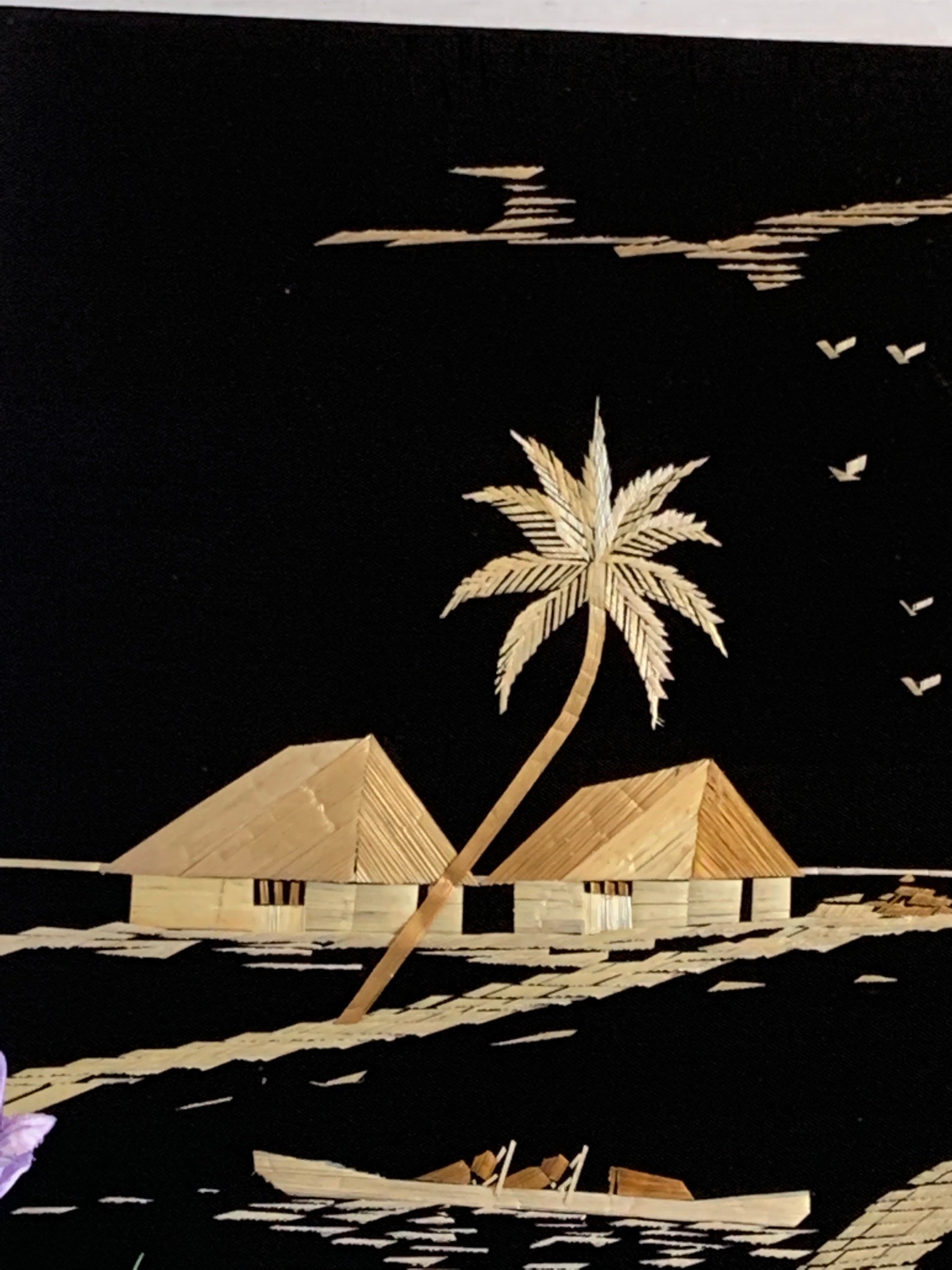 Genuine Rice Straw Art Vintage Leaf Art Asian Oriental Etsy