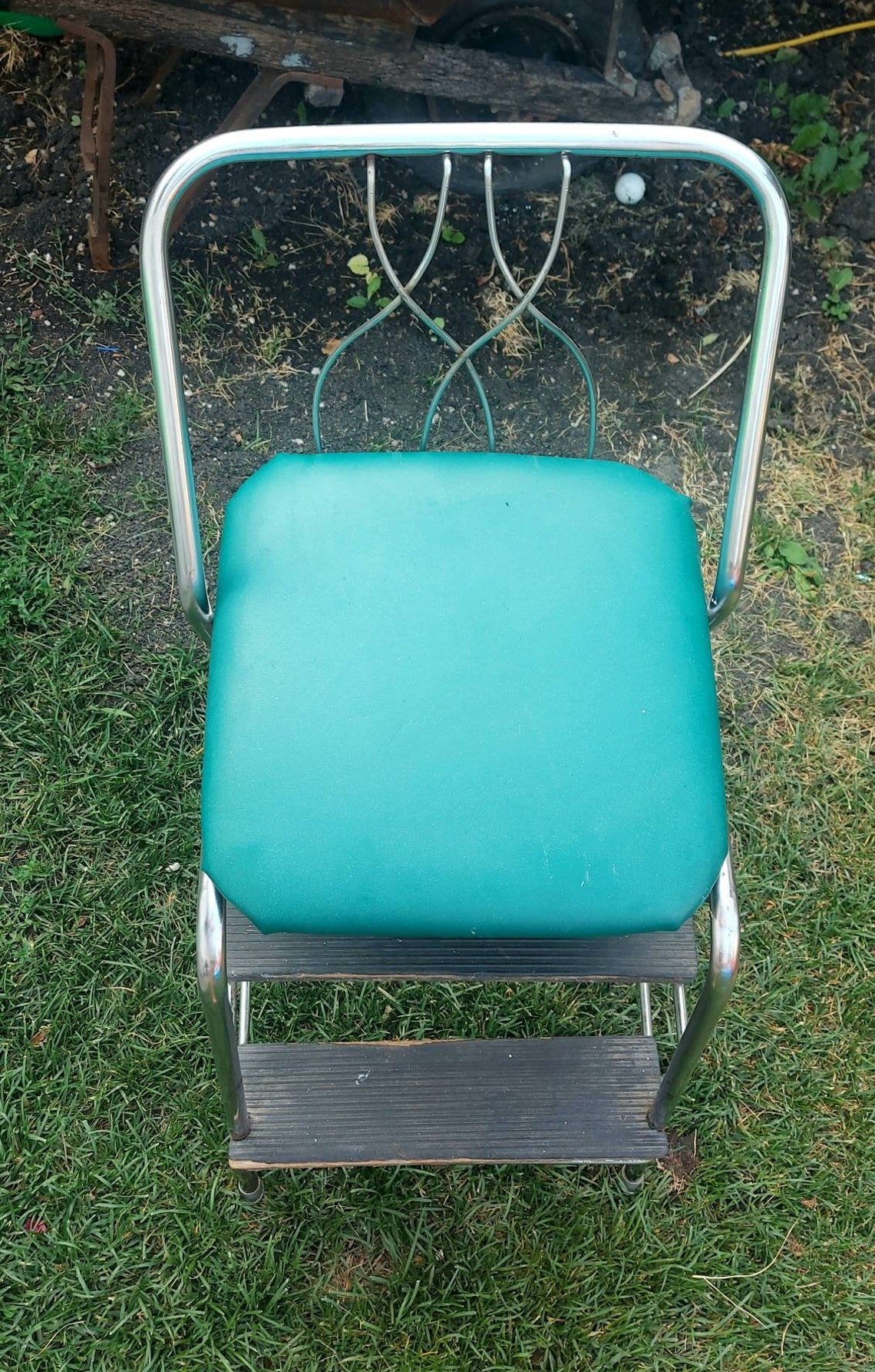 Stuhl mit Tritthocker Retro Vintage Küchenstuhl | Etsy