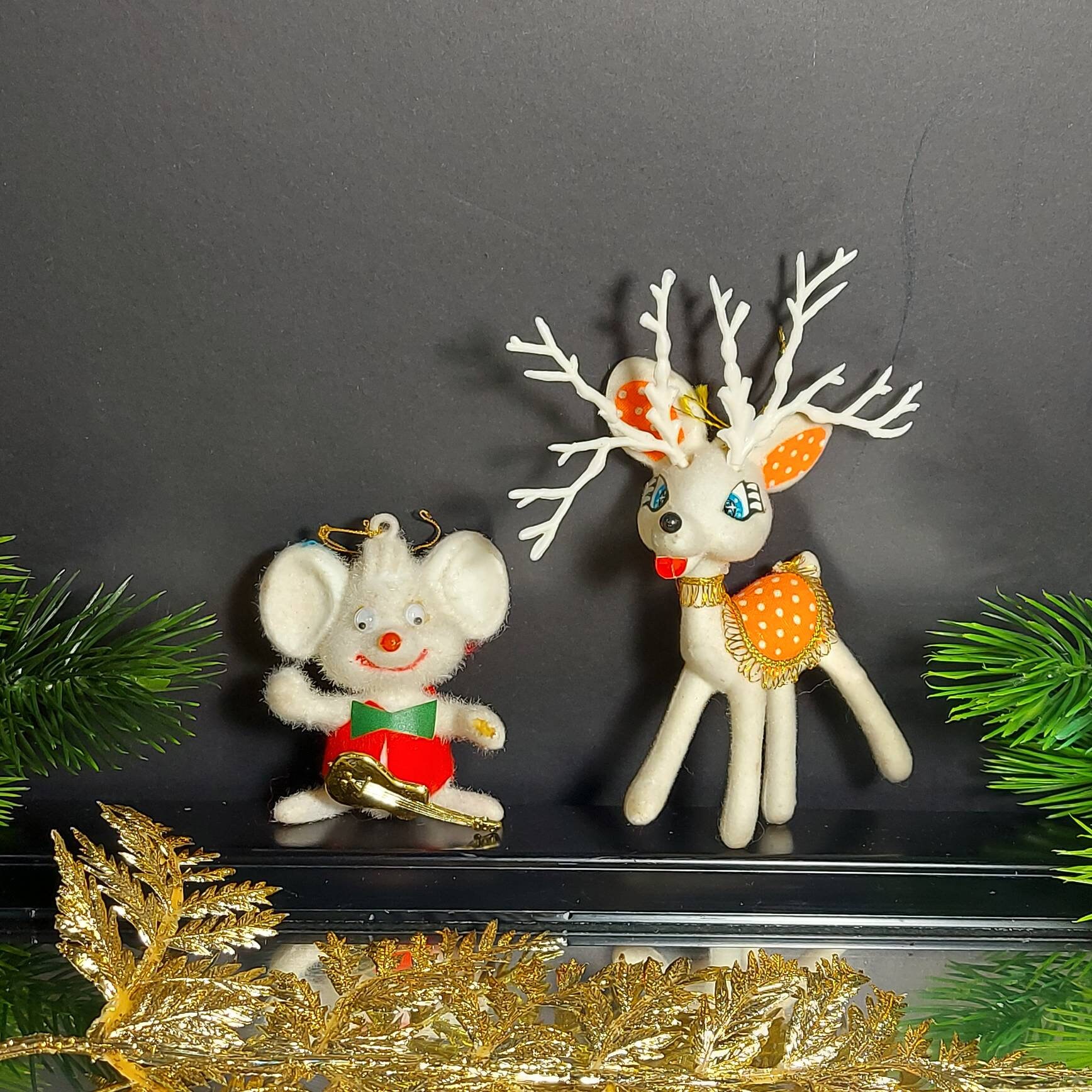 Frosty Angel Vintage Hard Plastic Christmas Decorations Santa 2pcs Set