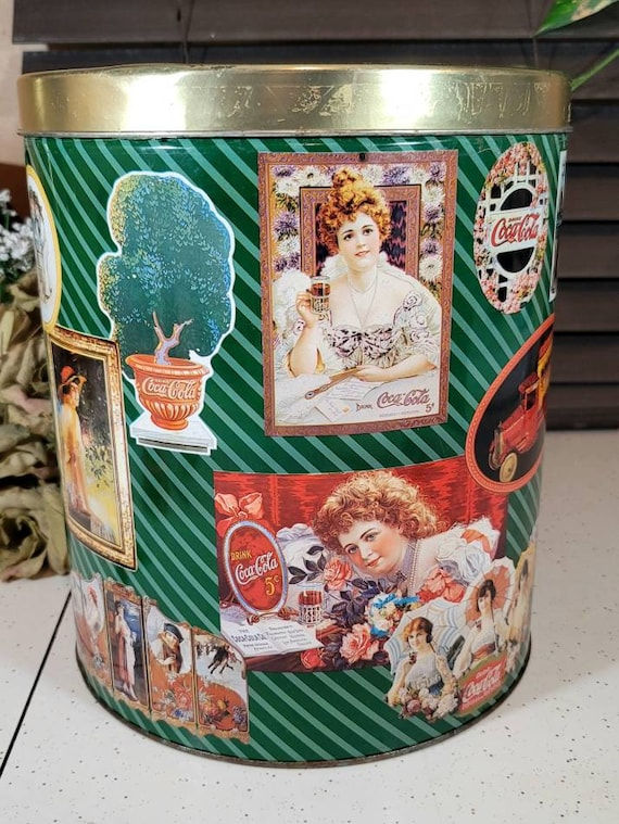 ゆ*ち様 超貴重！ ビンテージ '80s Coca-Cola コカコーラ パブミ Collectible Coca-cola, Vintage 80s, Lidded Tin, Coke, Popcorn Tin