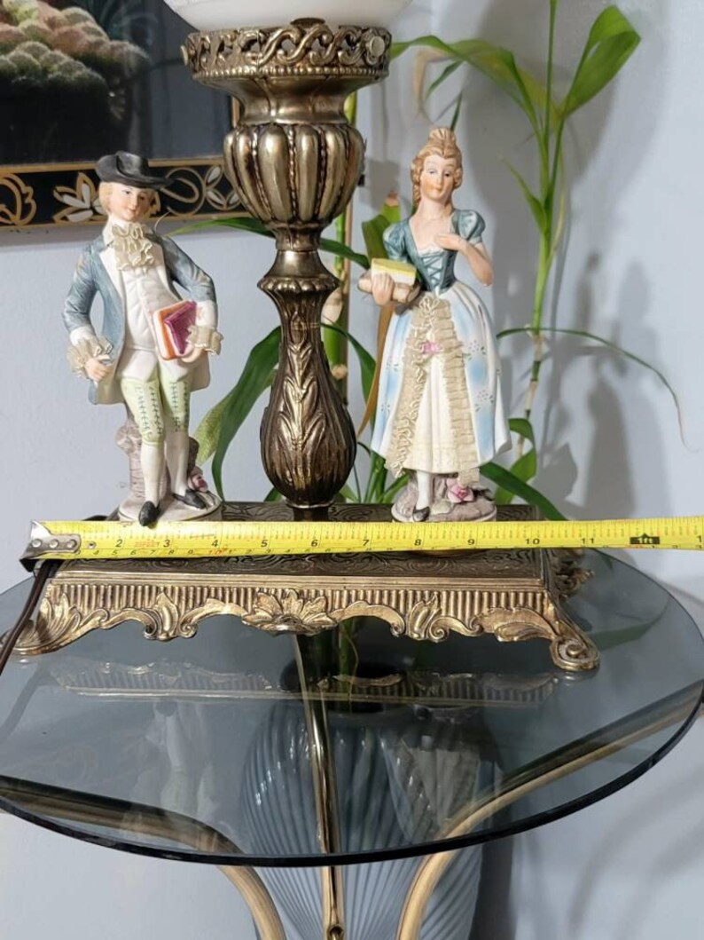 Victorian Table Lamp Globe Shade Solid Brass France Bisque Etsy Canada