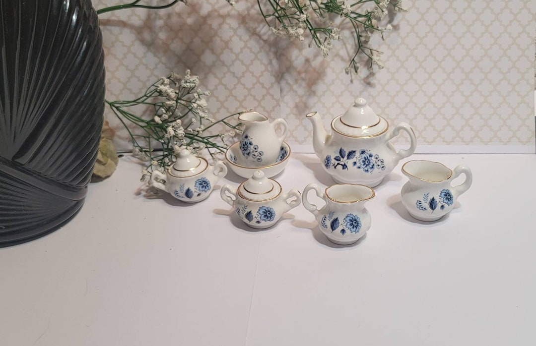 Miniature Bone China Tea Set, Mini, Tea Set, Vintage, Porcelain