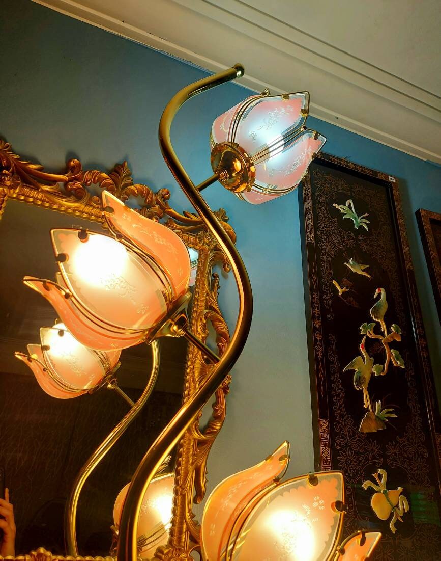 Pink Tulip Lamp 3 Way LightingHollywood Regency Art Deco Etsy