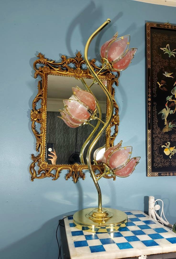 Pink Tulip Lamp 3 Way LightingHollywood Regency Art Deco Etsy