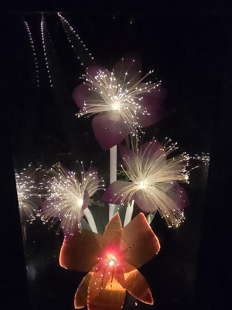 Fiber optic, Musical Lamp, Vintage 80's Fibre Optic Light, Musical, Flower Display, Ornament, Retro, Lamp, Lighting, Home Decor, image 9