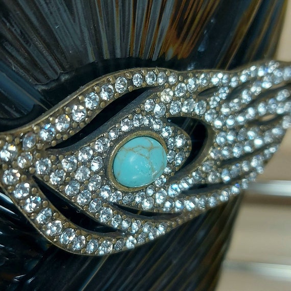 Diamante Pendant, Turquoise Stone, Feather, Silve… - image 4
