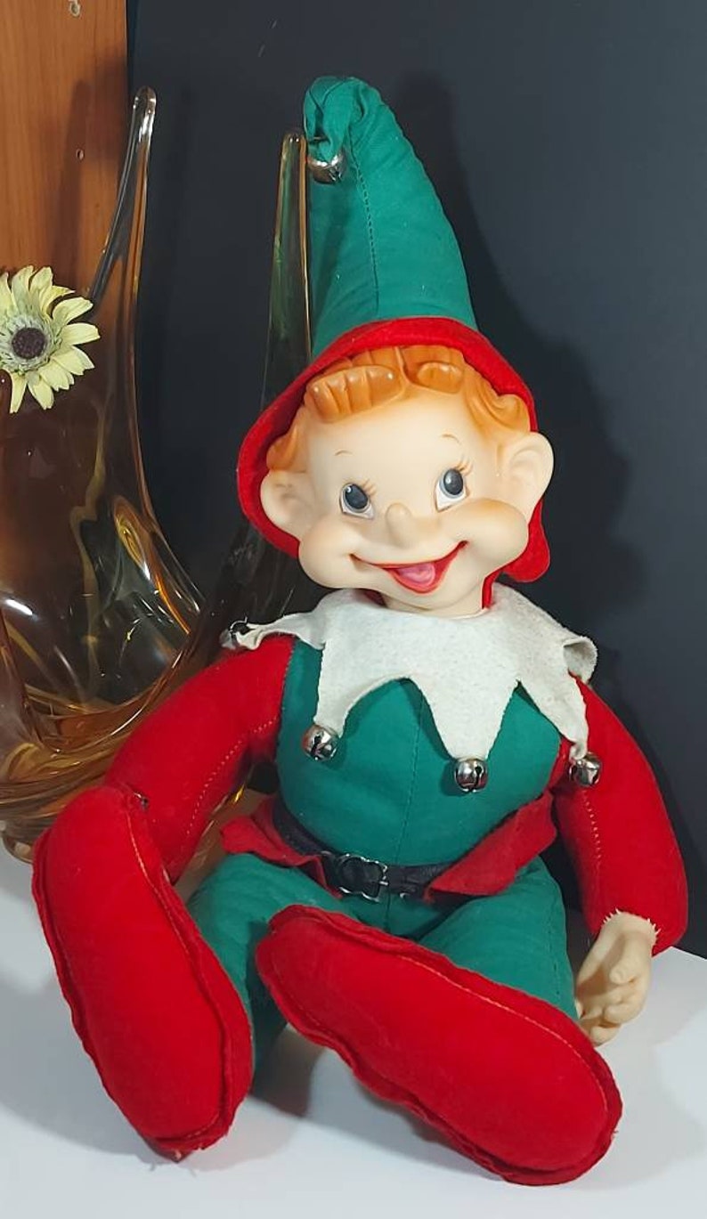 Rushton Co. Vintage Elf Plush Rubber face Christmas Toy | Etsy