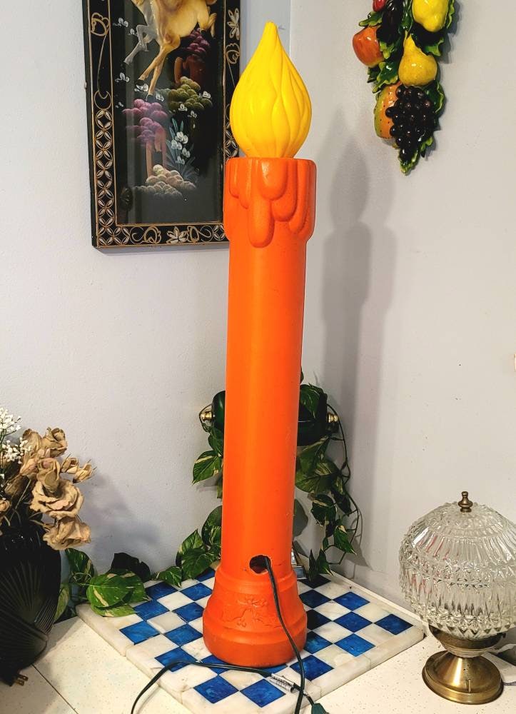 Candle Blow Mold, Vintage, 3 Feet Tall, NOEL, Blow Mold Candle