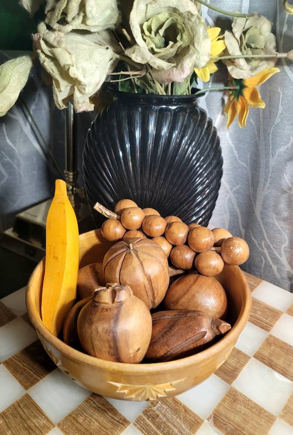 Folkulture Grand Bol à Fruits En Bois D’Acacia 30,5 Cm Sur Pied – Centre De Table Décoratif Cuisine Et Noël Ferme