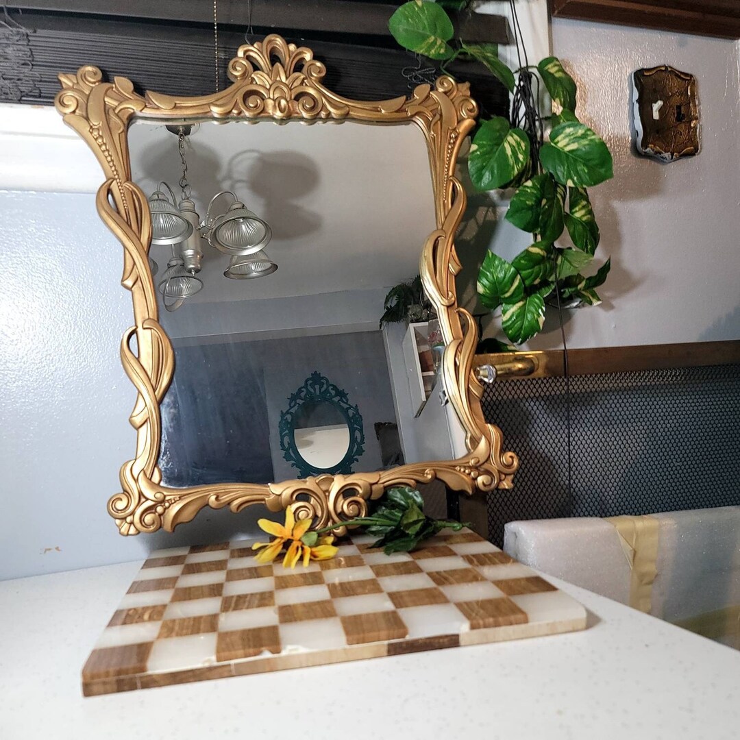 Wall Mirror, Gold Ornate Border, Wall Mirror, Framed Mirror, Wall
