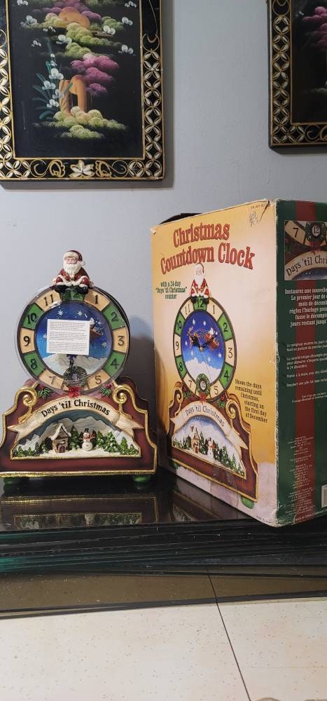 Christmas Countdown Clock, Vintage, Christmas Clock, Mantle Clock