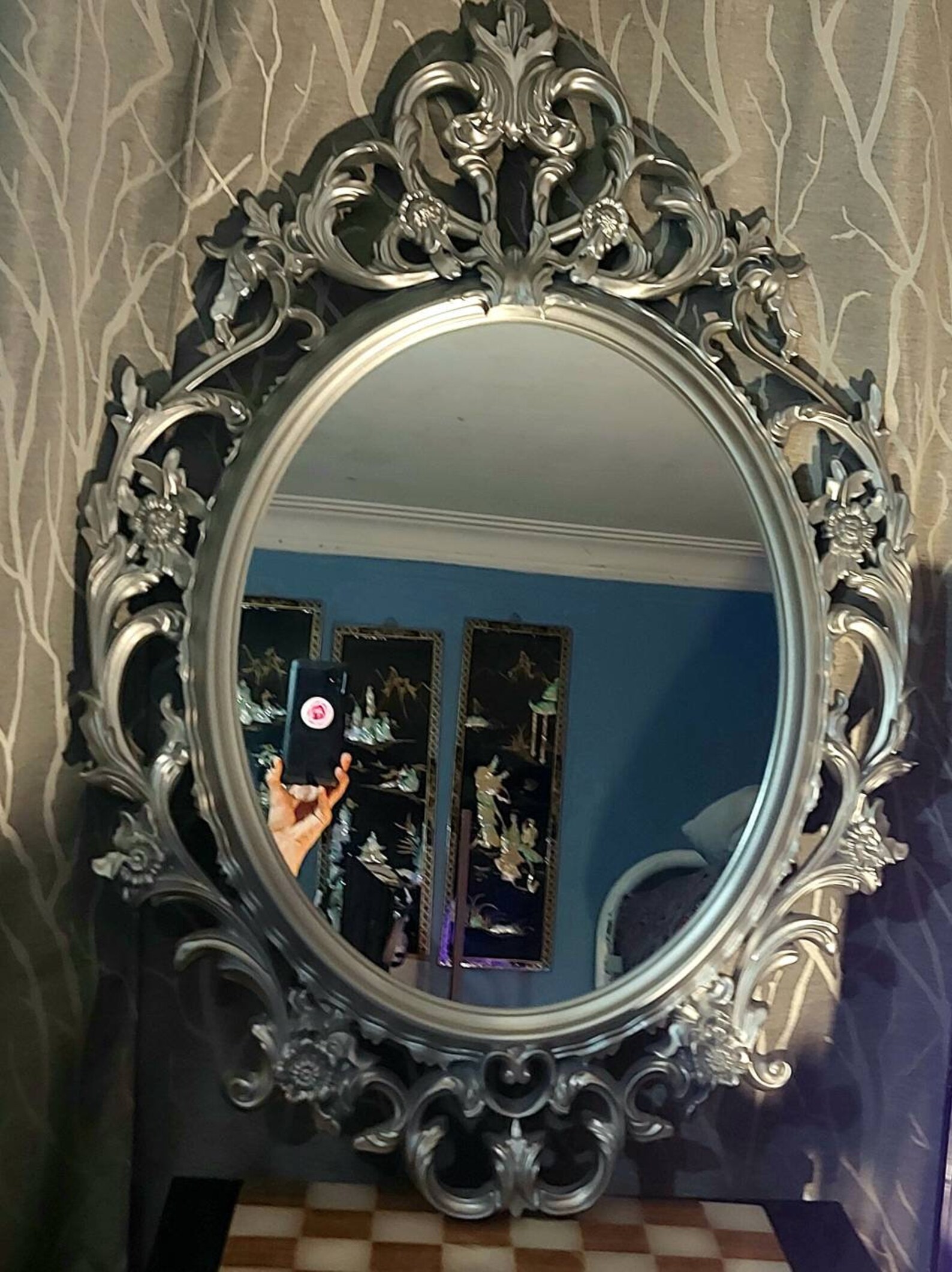 Großer 3ft großer silberner verschnörkelter Spiegel groß | Etsy