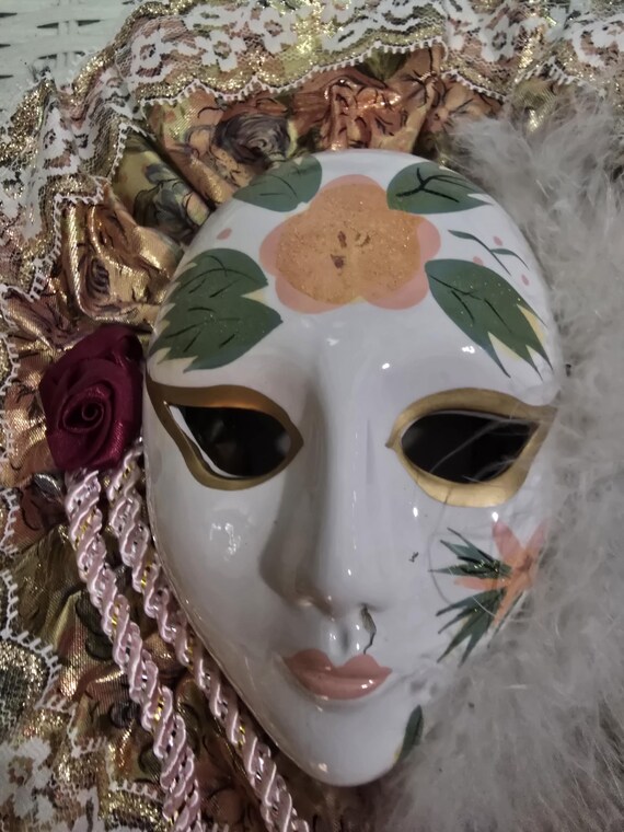 Vintage Hand-Painted Porcelain Clown Mask - Taiwan Wall Decor View 5