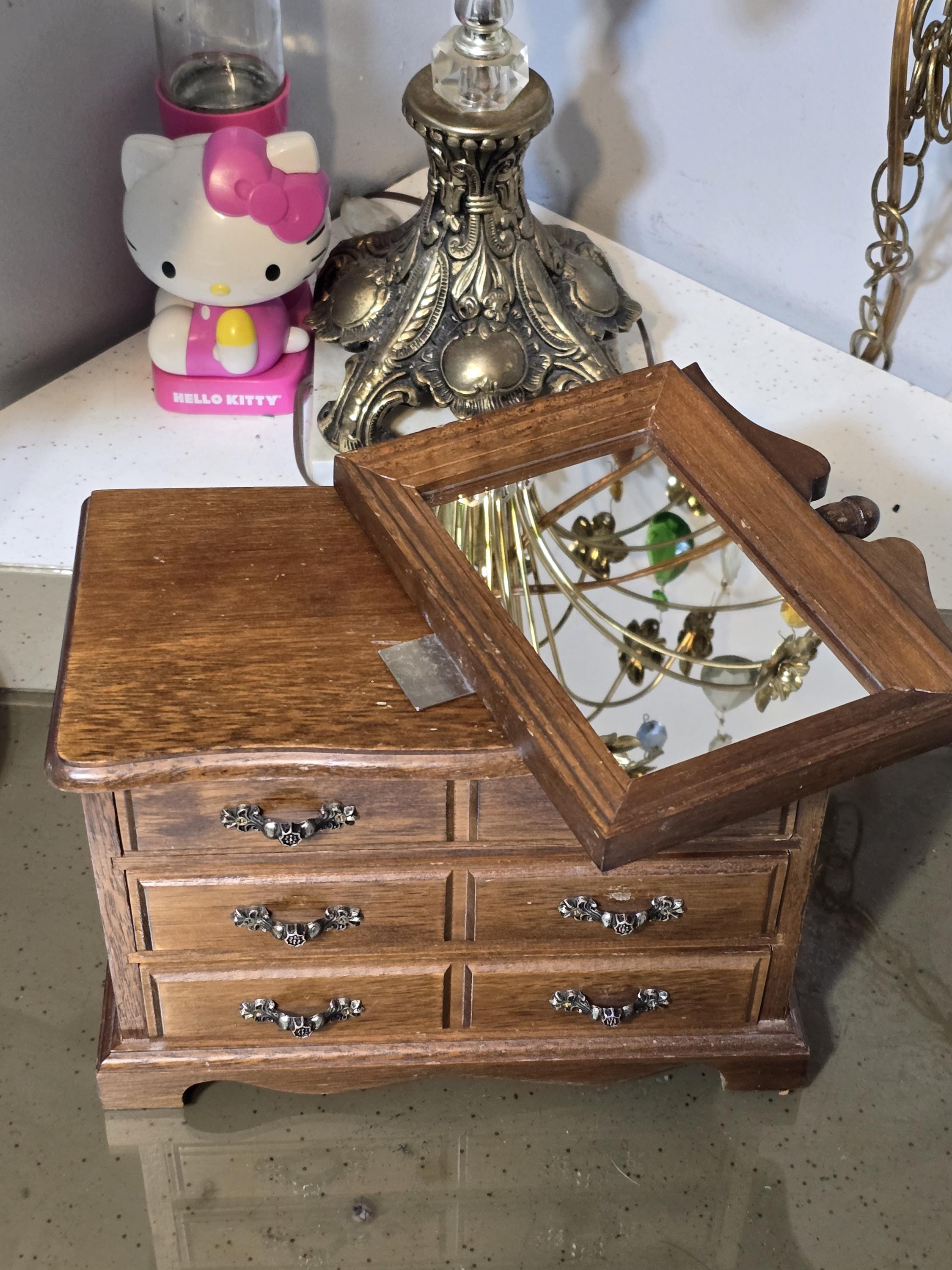 Jewelry Box W/ Mirror, Vintage 60s, Jewelry Storage, Dresser