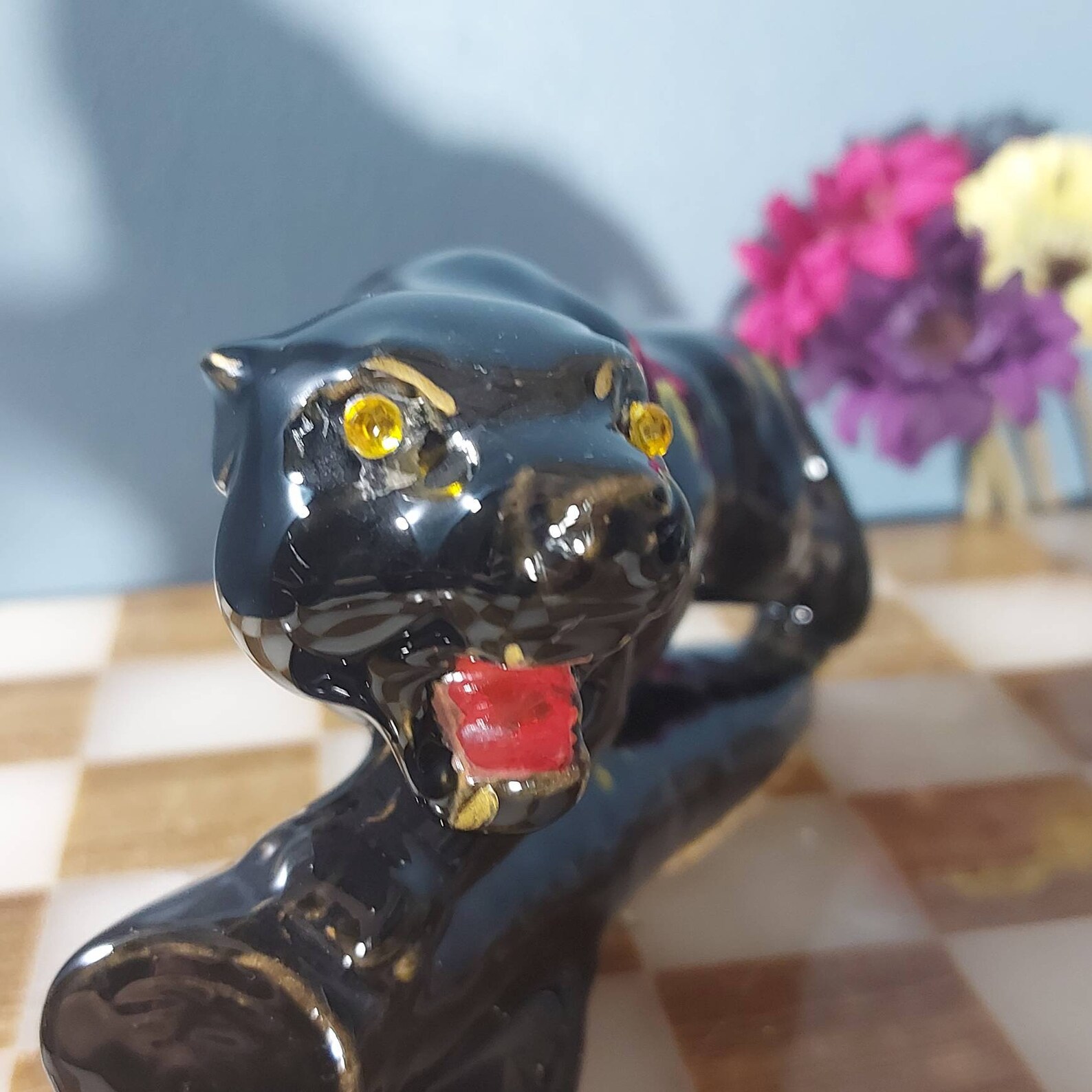 Black Panther Vintage Panther Porcelain Statue Figurine Etsy