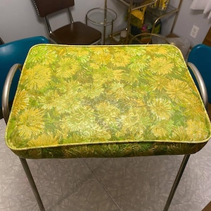 Stacking Stools, Vintage Stool, Floral, Retro, Green, Vinyl, Cushion, Kitchen Furniture, Chair, Seating, Kitchen Decor,
