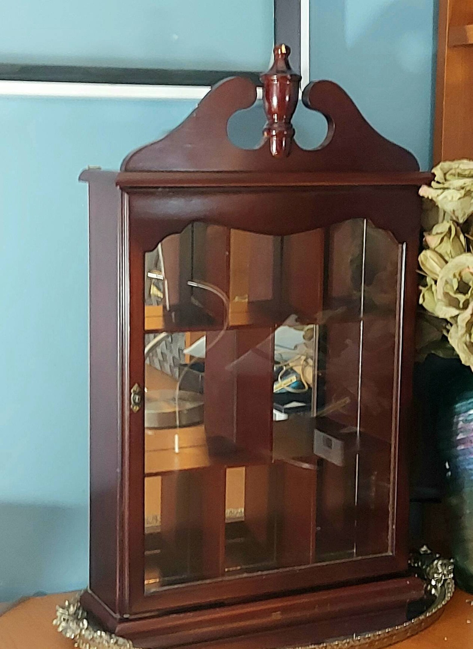 Vintage Cherry Wood Glass Curio Miniatures Trinket Etsy