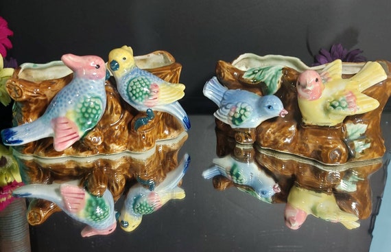 RESERVIERT, Übertöpfe, Vintage Übertopf, Keramikvögel, Trinket Dish, Stationärer Halter, Made in Japan