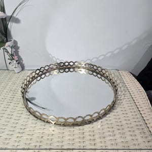 Vintage Vanity Mirror, Mirrored Tray, Raised Edge, Vanity Tray, MCM, Hollywood, Regency, Perfume Tray, Make up Tray, Dresser Decor,