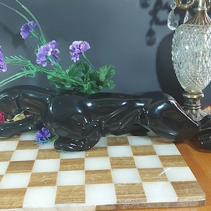 Black Panther, Vintage, Panther Planter,  Porcelain, Statue, Figurine, Home Decor,