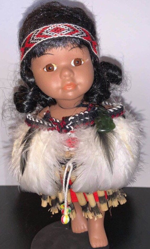 ネイティブアメリカン人形、ヴィンテージ磁器人形、7インチ