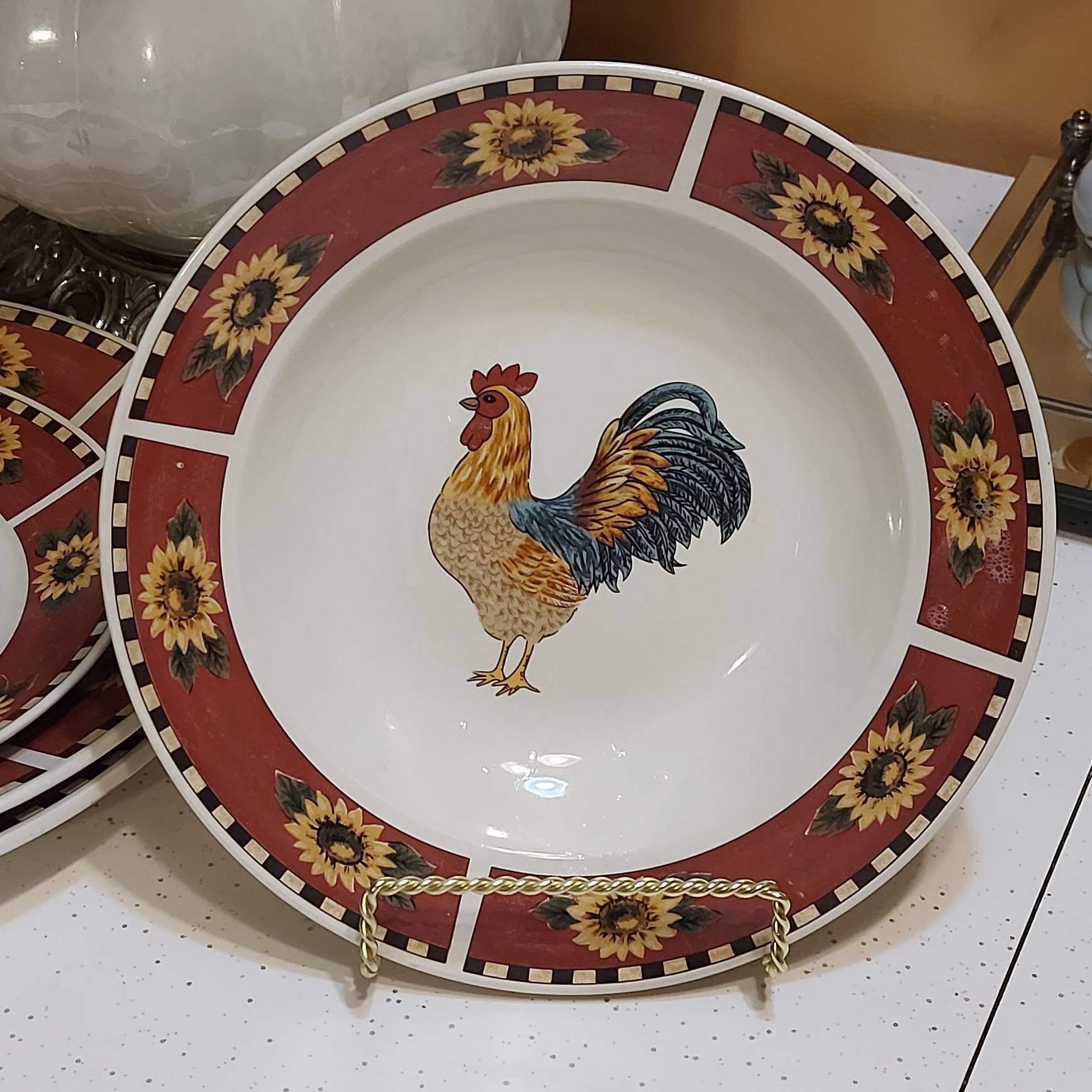 Gibson Rooster 7pcs Vintage 90s Plates Bowl Etsy