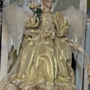 Tree Topper, Fiber Optic Vintage Porcelain Angel, Vintage Tree Topper,  Christmas Decor, Holidays, Light Up Tree Topper,