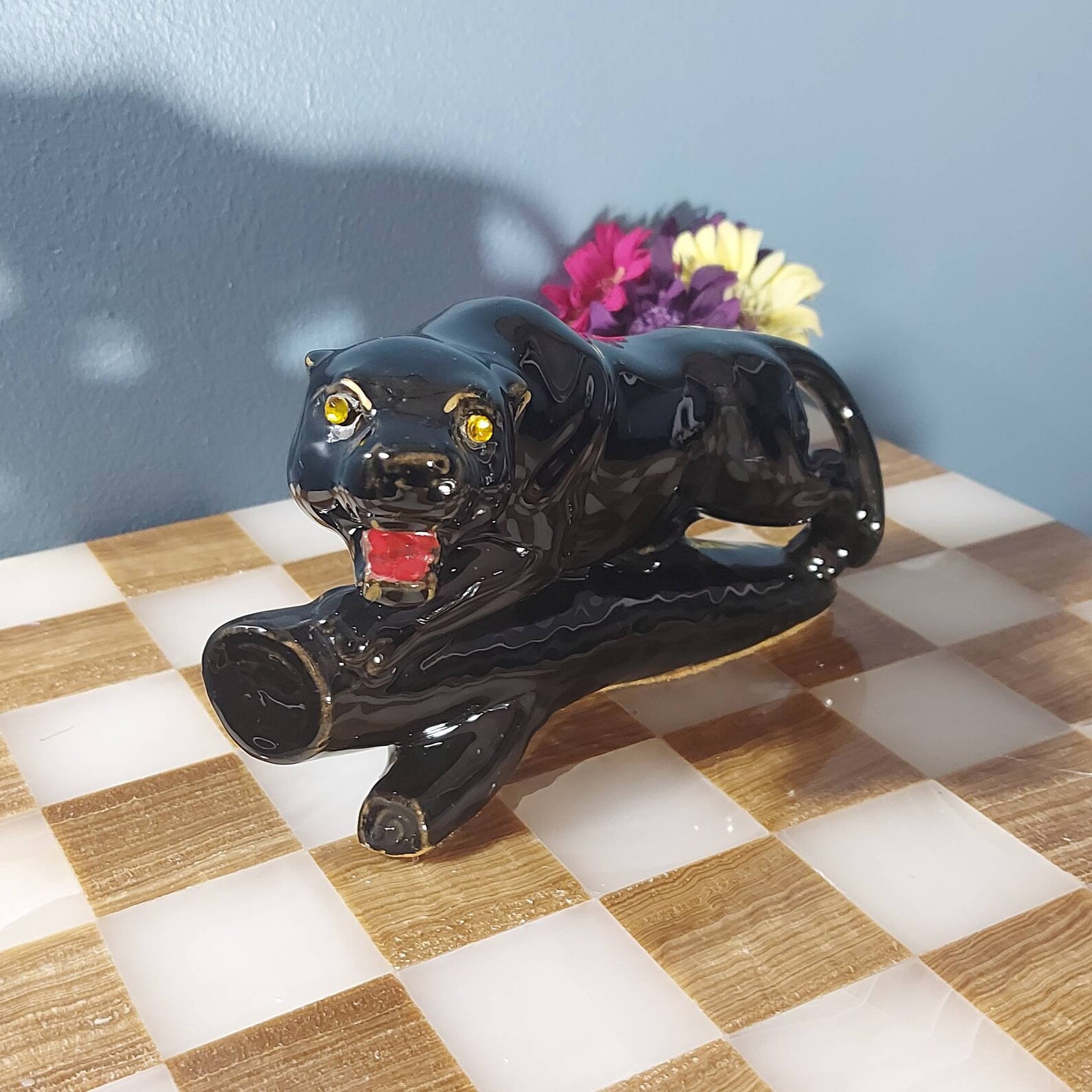 Black Panther Vintage Panther Porcelain Statue Figurine Etsy