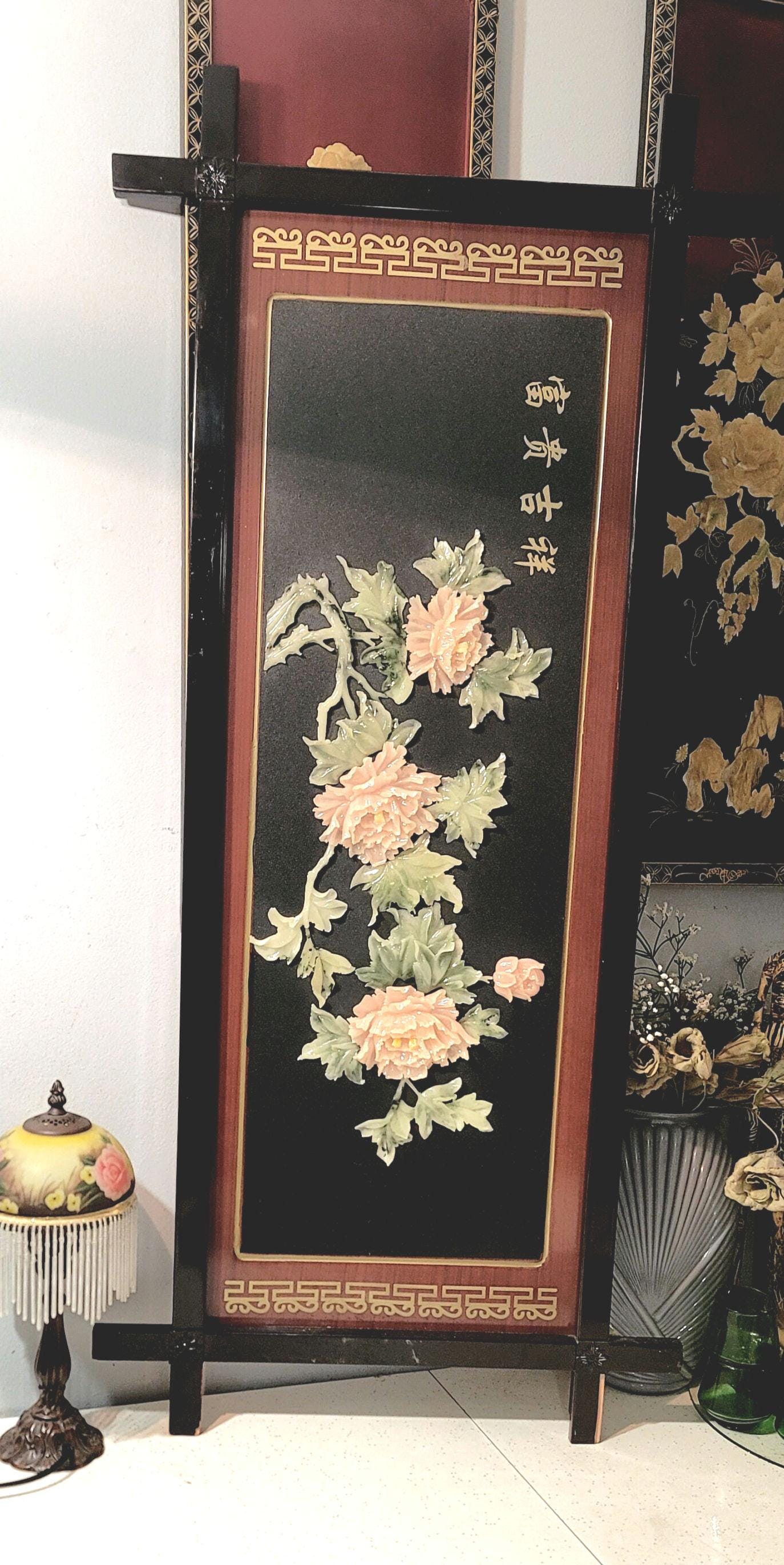 RESERVED, Oriental Art, Tapesry, Vintage, Jade Stone, Home Decor