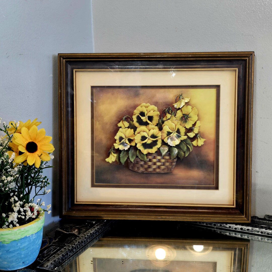 Capodimonte Shadow Box, Vintage, Porcelain Flowers, Wall Hanging