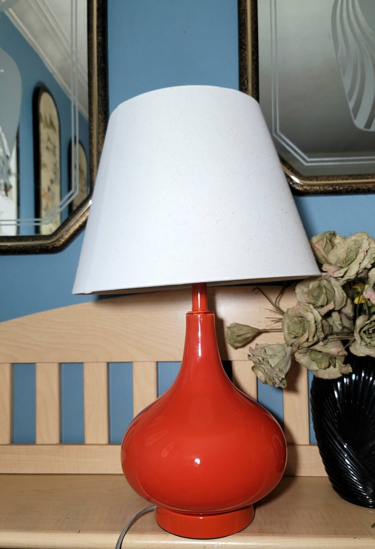 Safavieh Glass Table Lamp Vintage Bright Orange Lighting Home