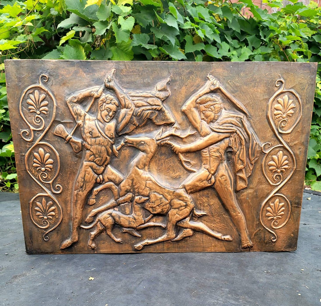 Copper Relief Art Stag Hunt Vintage Wall Hanging Copper Etsy