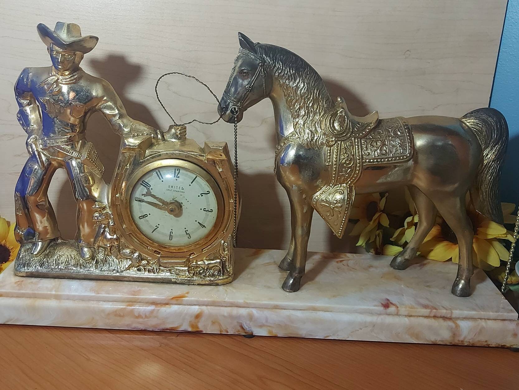Roy Rogers & Trigger United Self Starting Clock MCM Mantle Etsy