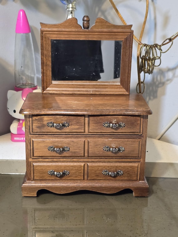 Jewelry Box W/ Mirror, Vintage 60s, Jewelry Storage, Dresser