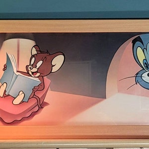 Tom & Jerry, Framed Wall Hanging, Large, Vintage 90s, Photo, Picture,  Cat, Mouse, Cartoon, Childhood Memories, Collectible,