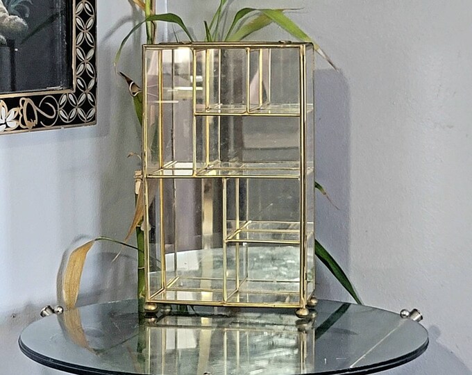 Curio, Brass and Glass Curio Miniatures, Trinket Display Case