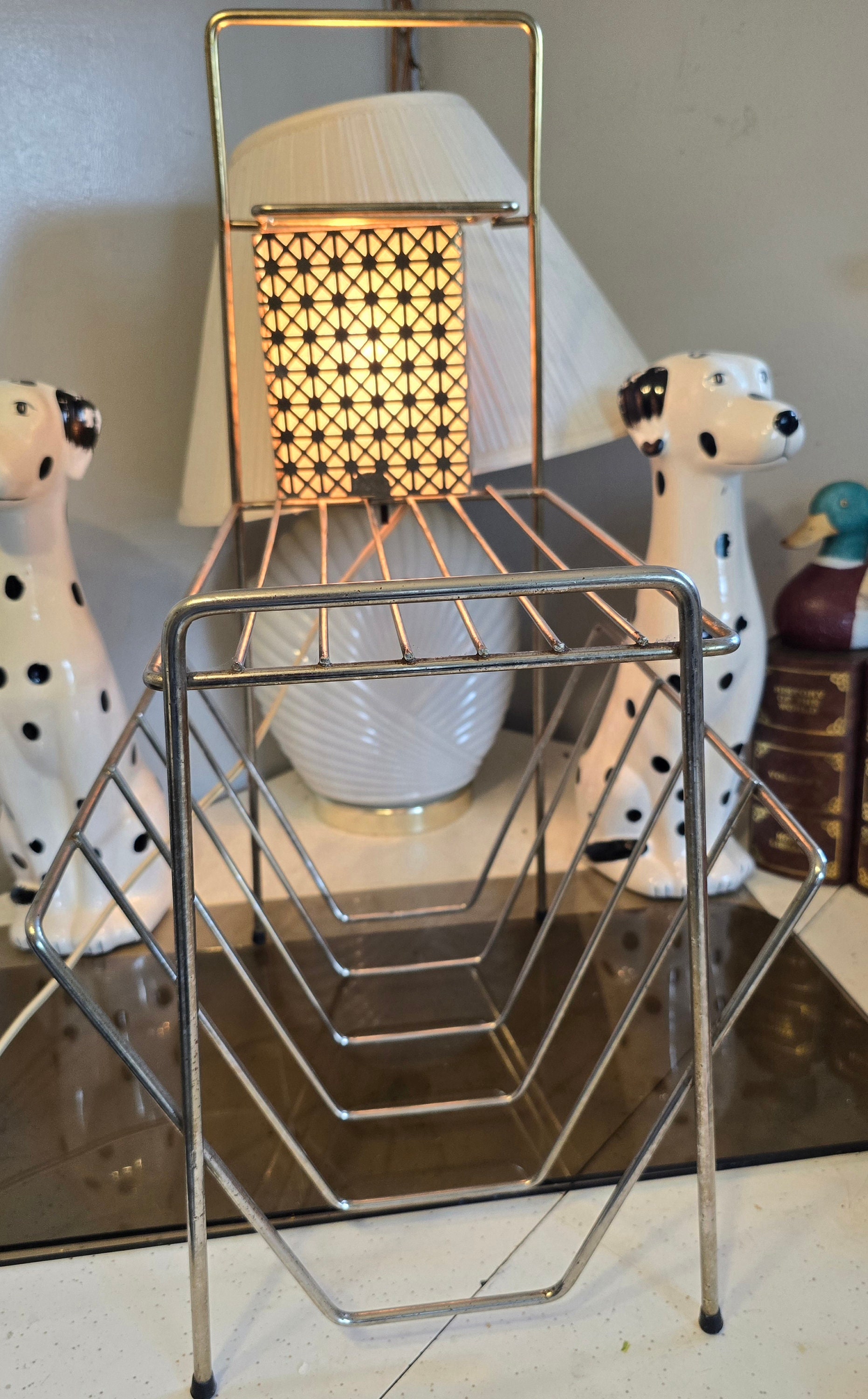 Magazine Rack Lamp, Vintage, Hollywood, Regency, Mid-century Metal ...