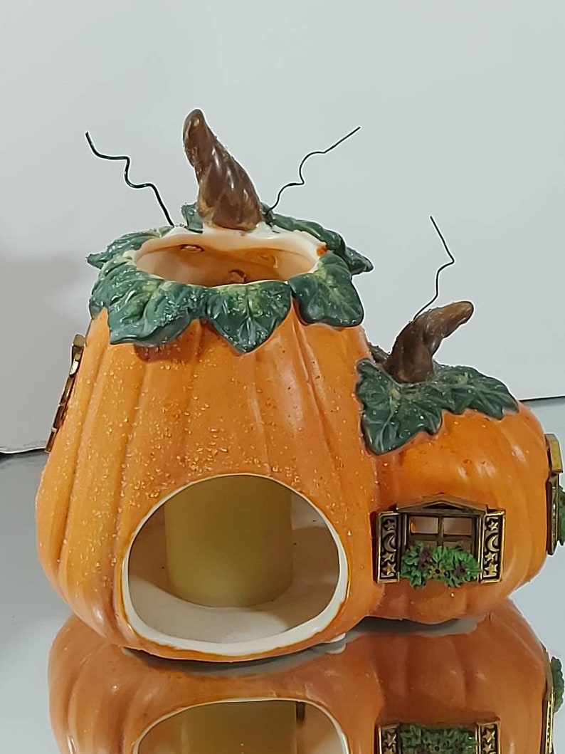 Vintage Tealight Candle Holder Pumpkin Cottage #1 Harvest Pumpkin Patch House PARTYLITE Party Lite Veggie Village Collection