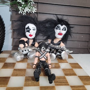 Kiss Action Figure, McFarlane, Toys Ultra 1997, KISS Plush Dolls, Rock, Heavy Metal, Kiss Lot 3 pcs.), Childhood Memories, Collectibles
