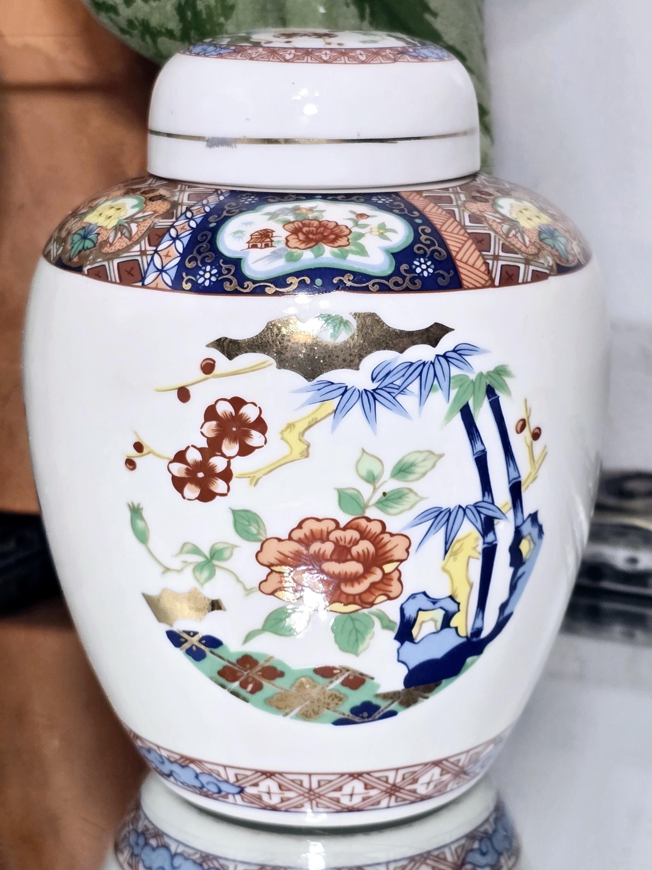 Ginger Jar, Vase, Lidded, Oriental, Vintage, Miyako, Handcrafted