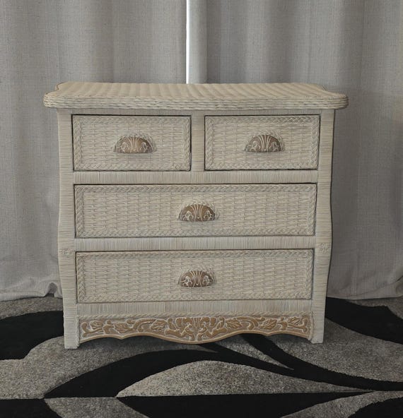Wood and Wicker Dresser, Vintage, Home Decor, 5 Drawer, Home Storage,  Furniture, Vintage Dresser, - Etsy