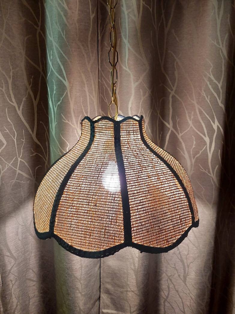 Wicker Swag Lamp Vintage Swag Blue and White Wicker | Etsy