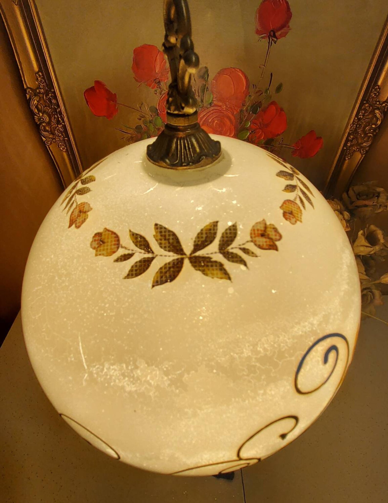 Antique Globe Table Lamp Red Faceted Crystal Marble Brass Etsy