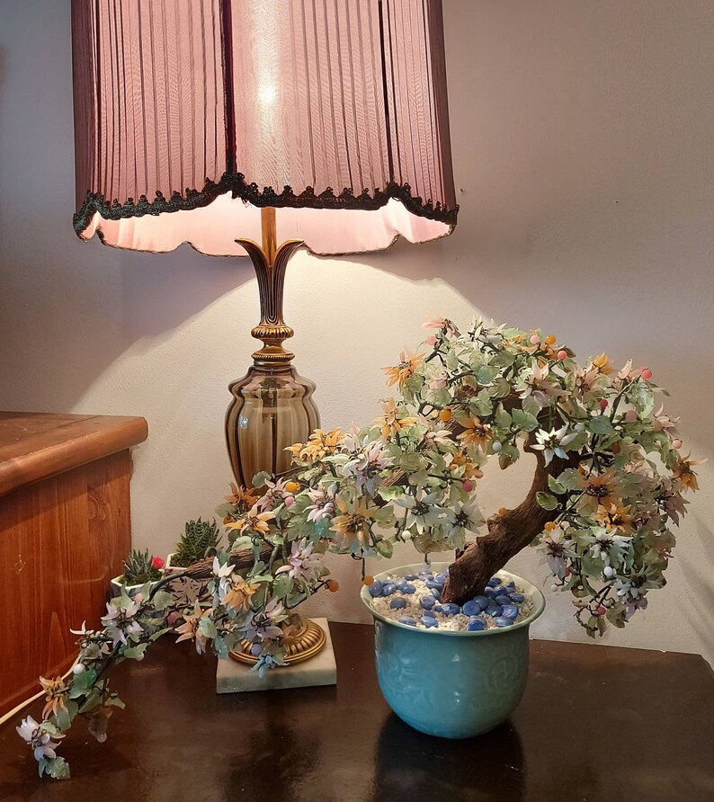 Bonsai Tree Vintage Jade Peking Glass Cherry Blossom Etsy